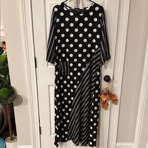 Elegant Black and White Polka Dot Dress